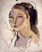 Head portrait of woman Jules Pascin